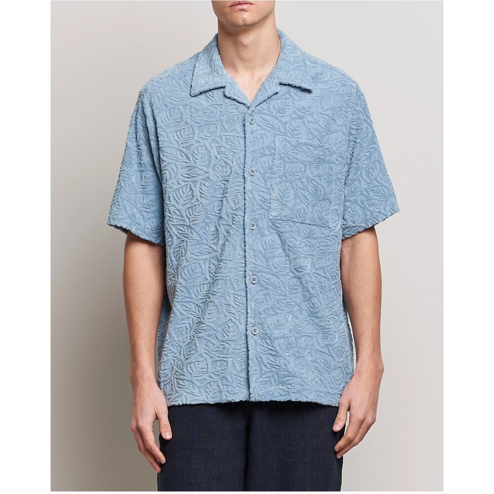 NN07 No Nationality Julio Short Sleeve Terry Collar Button Down Shirt NWT